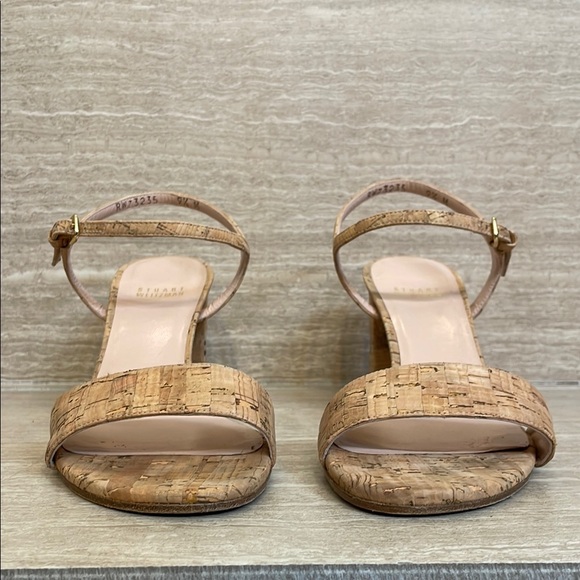 STUART WEITZMAN UGC Women’s Size 9.5 Tan Cork Block Heel Sandals Buckle - Picture 4 of 17